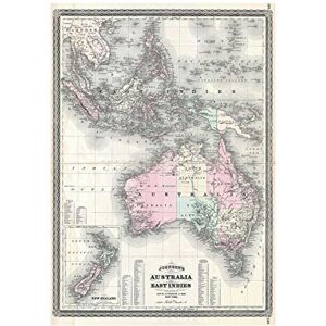 Wee Blue Coo Map Johnson 1870 Australia East Indies Asia Picture Wall Art Print Wee Blue Coo Map Johnson 1870 Australia East Indies Asia Picture Wall Art Print