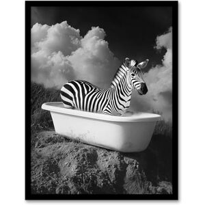 Artery8 Zebra Bath Time in Bathtub Black White Surreal Bathroom Toilet Artwork Framed Wall Art Print A4 Artery8 Zebra Bath Time in Bathtub Black White Surreal Bathroom Toilet Artwork Framed Wall Art Print A4