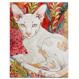 Artery8 Oriental Shorthair Cat in Abstract Flower Garden Living Room Extra Large XL Wall Art Poster Print Artery8 Oriental Shorthair Cat in Abstract Flower Garden Living Room Extra Large XL Wall Art Poster Print