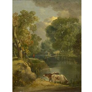 Artery8 Gainsborough River Landscape 2 Cows Figure Bridge Painting Large Wall Art Poster Print Thick Paper 18X24 Inch Artery8 Gainsborough River Landscape 2 Cows Figure Bridge Painting Large Wall Art Poster Print Thick Paper 18X24 Inch