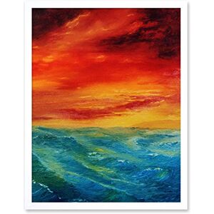 Wee Blue Coo Sky Seascape Sunset Waves Red Blue Art Print Framed Poster Wall Decor 12x16 inch Wee Blue Coo Sky Seascape Sunset Waves Red Blue Art Print Framed Poster Wall Decor 12x16 inch