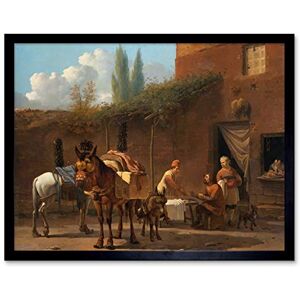 Artery8 Karel Du Jardin Muleteers At An Inn Painting Art Print Framed Poster Wall Decor 12x16 inch Artery8 Karel Du Jardin Muleteers At An Inn Painting Art Print Framed Poster Wall Decor 12x16 inch