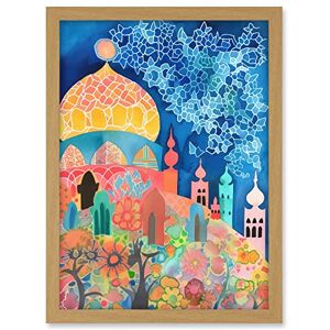 Artery8 Islamic Mosque At Night Folk Art Watercolour Painting Artwork Framed A3 Wall Art Print Artery8 Islamic Mosque At Night Folk Art Watercolour Painting Artwork Framed A3 Wall Art Print