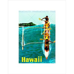 Wee Blue Coo Travel Hawaii State Malia Boat Canoe Ocean Wave Island Wall Art Print Wee Blue Coo Travel Hawaii State Malia Boat Canoe Ocean Wave Island Wall Art Print
