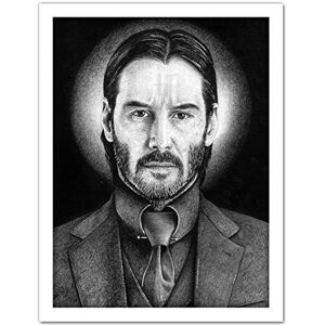 Wee Blue Coo Wick Keanu Reeves Assassin Wayne Maguire Artwork Framed Wall Art Print 18X24 Inch Wee Blue Coo Wick Keanu Reeves Assassin Wayne Maguire Artwork Framed Wall Art Print 18X24 Inch