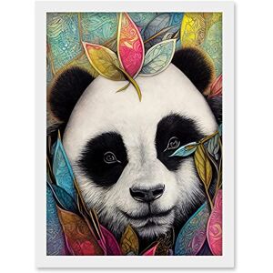 Doppelganger33 LTD Cute Panda In Bright Colourful Tribal Pattern Jungle Leaves Illustration Artwork Framed Wall Art Print A4 Doppelganger33 LTD Cute Panda In Bright Colourful Tribal Pattern Jungle Leaves Illustration Artwork Framed Wall Art Print A4