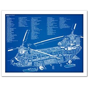 Artery8 Chinook Helicopter CH-47D Military Transport Patent Plan Artwork Framed Wall Art Print 18X24 Inch Artery8 Chinook Helicopter CH-47D Military Transport Patent Plan Artwork Framed Wall Art Print 18X24 Inch