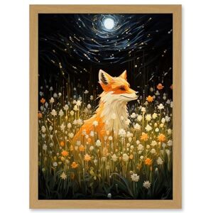 Artery8 Watching the Fireflies Dance Happy Fox over a Wildflower Meadow Oil Painting Orange White Blue Full Moon Spring Night Dreamy Landscape Artwork Framed A3 Wall Art Print Artery8 Watching the Fireflies Dance Happy Fox over a Wildflower Meadow Oil Painting Orange White Blue Full Moon Spring Night Dreamy Landscape Artwork Framed A3 Wall Art Print