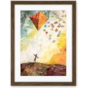 Artery8 Child Flying Big Kite in Rainbow Colour Sunset Sky Artwork Framed Wall Art Print 18X24 Inch Artery8 Child Flying Big Kite in Rainbow Colour Sunset Sky Artwork Framed Wall Art Print 18X24 Inch