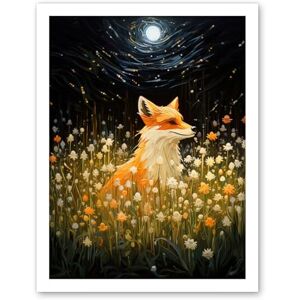 Artery8 Watching the Fireflies Dance Happy Fox over a Wildflower Meadow Oil Painting Orange White Blue Full Moon Spring Night Dreamy Landscape Artwork Framed Wall Art Print 18X24 Inch Artery8 Watching the Fireflies Dance Happy Fox over a Wildflower Meadow Oil Painting Orange White Blue Full Moon Spring Night Dreamy Landscape Artwork Framed Wall Art Print 18X24 Inch