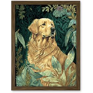 Artery8 Golden Retriever Dog in Nature Modern Watercolour Illustration Artwork Framed Wall Art Print 18X24 Inch Artery8 Golden Retriever Dog in Nature Modern Watercolour Illustration Artwork Framed Wall Art Print 18X24 Inch