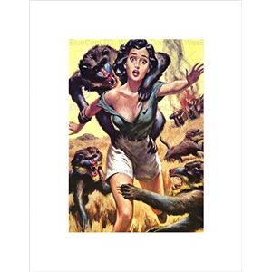 Wee Blue Coo PULP FICTION PRIMATE ATTACK BABOONS WOMAN BLACK FRAMED ART PRINT B12X11231 Wee Blue Coo PULP FICTION PRIMATE ATTACK BABOONS WOMAN BLACK FRAMED ART PRINT B12X11231