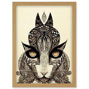 Doppelganger33 LTD Tribal Cat Intricate Line Drawing Abstract Pencil Artwork Framed Wall Art Print A4 Doppelganger33 LTD Tribal Cat Intricate Line Drawing Abstract Pencil Artwork Framed Wall Art Print A4