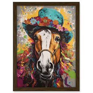 Artery8 Horse Wearing a Flower Summer Hat Multicoloured Artwork Framed A3 Wall Art Print Artery8 Horse Wearing a Flower Summer Hat Multicoloured Artwork Framed A3 Wall Art Print