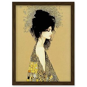 Wee Blue Coo Klimt Style Woman in Multi Coloured Shawl Painting Artwork Framed Wall Art Print A4 Wee Blue Coo Klimt Style Woman in Multi Coloured Shawl Painting Artwork Framed Wall Art Print A4