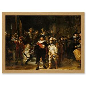 Artery8 Rembrandt Night Watch Scene The Shooting Company Artwork Framed Wall Art Print A4 Artery8 Rembrandt Night Watch Scene The Shooting Company Artwork Framed Wall Art Print A4