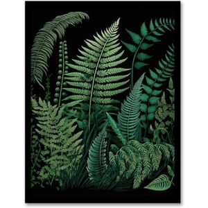 Wee Blue Coo Elegant Fern Fronds Nature Foliage Botanical Artwork Teal Blue Green on Black Artwork Framed Wall Art Print A4 Wee Blue Coo Elegant Fern Fronds Nature Foliage Botanical Artwork Teal Blue Green on Black Artwork Framed Wall Art Print A4