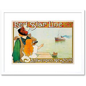 Wee Blue Coo Travel Antwerp New York Line Ship Liner Boat Nouveau Framed Wall Art Print Wee Blue Coo Travel Antwerp New York Line Ship Liner Boat Nouveau Framed Wall Art Print