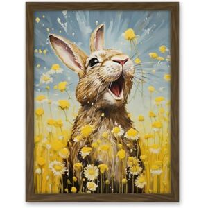 Artery8 The Happy Bunny Rabbit Playing in a Field of Daisies Vibrant Oil Painting Kids Bedroom Blue Yellow Bright Summer Meadow Artwork Framed Wall Art Print 18X24 Inch Artery8 The Happy Bunny Rabbit Playing in a Field of Daisies Vibrant Oil Painting Kids Bedroom Blue Yellow Bright Summer Meadow Artwork Framed Wall Art Print 18X24 Inch