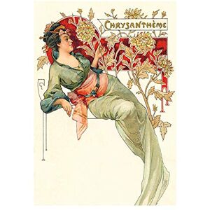 Wee Blue Coo Painting Nouveau Chrusamtheme Chrysanthemum Flower Woman Wall Art Print Wee Blue Coo Painting Nouveau Chrusamtheme Chrysanthemum Flower Woman Wall Art Print