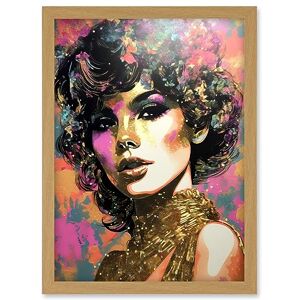 Artery8 Young Woman Gold Glam Glitter Sparkle Aesthetic Splat Paint Portrait Teen Room Artwork Framed Wall Art Print A4 Artery8 Young Woman Gold Glam Glitter Sparkle Aesthetic Splat Paint Portrait Teen Room Artwork Framed Wall Art Print A4
