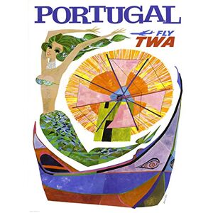 Wee Blue Coo Portugal Travel TWA Airline Windmill Mermaid Large Wall Art Poster Print Thick Paper 18X24 Inch Wee Blue Coo Portugal Travel TWA Airline Windmill Mermaid Large Wall Art Poster Print Thick Paper 18X24 Inch