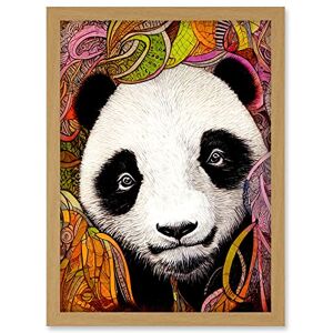 Doppelganger33 LTD Cute Panda In Bright Colourful Pattern Jungle Leaves Illustration Artwork Framed Wall Art Print A4 Doppelganger33 LTD Cute Panda In Bright Colourful Pattern Jungle Leaves Illustration Artwork Framed Wall Art Print A4