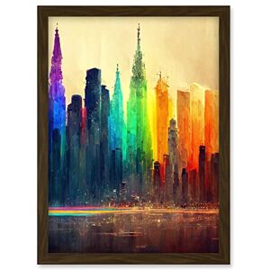Doppelganger33 LTD Futuristic Modern Rainbow City Cityscape Skyline Artwork Framed A3 Wall Art Print Doppelganger33 LTD Futuristic Modern Rainbow City Cityscape Skyline Artwork Framed A3 Wall Art Print