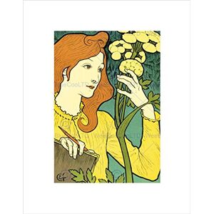 Wee Blue Coo Vintage Woman Drawing Flowers Nouveau Wall Art Print Wee Blue Coo Vintage Woman Drawing Flowers Nouveau Wall Art Print