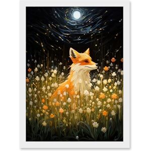 Artery8 Watching the Fireflies Dance Happy Fox over a Wildflower Meadow Oil Painting Orange White Blue Full Moon Spring Night Dreamy Landscape Artwork Framed Wall Art Print A4 Artery8 Watching the Fireflies Dance Happy Fox over a Wildflower Meadow Oil Painting Orange White Blue Full Moon Spring Night Dreamy Landscape Artwork Framed Wall Art Print A4