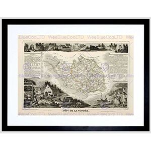 Wee Blue Coo Map Old France Levasseur Vendee Department Framed Wall Art Print Wee Blue Coo Map Old France Levasseur Vendee Department Framed Wall Art Print