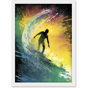 Artery8 Surfer Surfing Riding a Big Rainbow Colour Wave Artwork Framed A3 Wall Art Print Artery8 Surfer Surfing Riding a Big Rainbow Colour Wave Artwork Framed A3 Wall Art Print