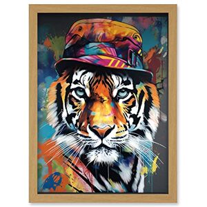 Artery8 - Tiger Wearing a Bucket Hat - Multicoloured - Framed Wall Art Artery8 - Tiger Wearing a Bucket Hat - Multicoloured - Framed Wall Art