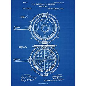 Artery8 Harker Wilkins Waffle Iron Vintage Breakfast 1883 Patent Plan Art Print Canvas Premium Wall Decor Poster Mural Artery8 Harker Wilkins Waffle Iron Vintage Breakfast 1883 Patent Plan Art Print Canvas Premium Wall Decor Poster Mural