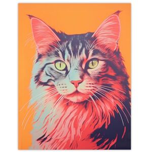 Artery8 Maine Coon Cat Screen Print Risograph Artwork Spot Block Colour Duotone Retro Riso Interior Design Extra Large XL Wall Art Poster Print Artery8 Maine Coon Cat Screen Print Risograph Artwork Spot Block Colour Duotone Retro Riso Interior Design Extra Large XL Wall Art Poster Print