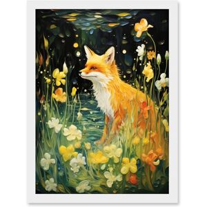 Artery8 Fox Dream Floral Yellow Oil Painting Orange White Dreamscape of Lily Flowers in Spring Artwork Framed Wall Art Print A4 Artery8 Fox Dream Floral Yellow Oil Painting Orange White Dreamscape of Lily Flowers in Spring Artwork Framed Wall Art Print A4