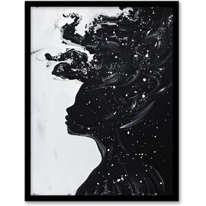 Artery8 Woman in Stars Abstract Portrait Black and White Living Room Artwork Framed Wall Art Print A4 Artery8 Woman in Stars Abstract Portrait Black and White Living Room Artwork Framed Wall Art Print A4
