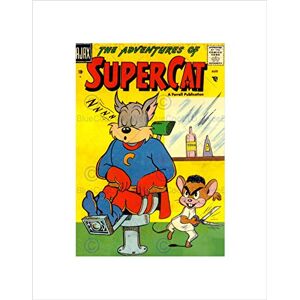 Wee Blue Coo AJAX RETRO COMIC BOOK COVER SUPERCAT BARBER MOUSE FRAMED ART PRINT B12X4888 Wee Blue Coo AJAX RETRO COMIC BOOK COVER SUPERCAT BARBER MOUSE FRAMED ART PRINT B12X4888