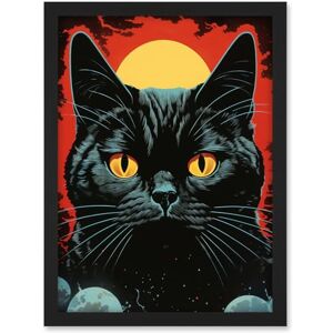 Artery8 In the Shadow of the Celestial Black Cat Vintage Pulp Art Sci-Fi Cover Artwork Red Yellow Blue Solar Eclipse Artwork Framed A3 Wall Art Print Artery8 In the Shadow of the Celestial Black Cat Vintage Pulp Art Sci-Fi Cover Artwork Red Yellow Blue Solar Eclipse Artwork Framed A3 Wall Art Print