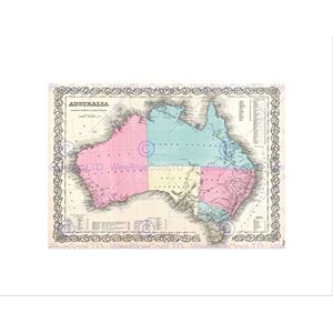 Wee Blue Coo Beautiful 1855 First Edition Example Colton's Map Australia Art Wall Art Print Wee Blue Coo Beautiful 1855 First Edition Example Colton's Map Australia Art Wall Art Print