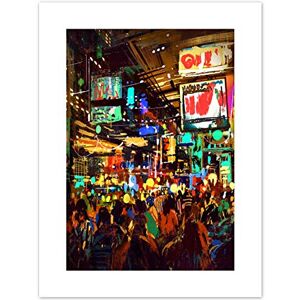 Wee Blue Coo Crowded Cityscape at Night Art Print Canvas Premium Wall Decor Poster Wee Blue Coo Crowded Cityscape at Night Art Print Canvas Premium Wall Decor Poster