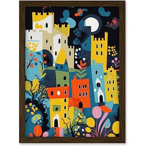 Artery8 Nottingham at Night Abstract Folk Art Cityscape Artwork Framed Wall Art Print A4 Artery8 Nottingham at Night Abstract Folk Art Cityscape Artwork Framed Wall Art Print A4