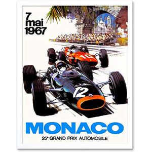 Wee Blue Coo Vintage Transport Monaco 25 Grand Prix Automobile 1967 Race Art Print Framed Poster Wall Decor 12X16 Inch Wee Blue Coo Vintage Transport Monaco 25 Grand Prix Automobile 1967 Race Art Print Framed Poster Wall Decor 12X16 Inch