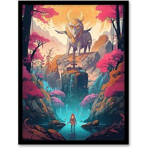 Artery8 Japanese Yokai Concept Art Painting Mythical Folklore Creature Standing Before Warrior in a Cherry Blossom Forest Landscape Artwork Framed Wall Art Print A4 Artery8 Japanese Yokai Concept Art Painting Mythical Folklore Creature Standing Before Warrior in a Cherry Blossom Forest Landscape Artwork Framed Wall Art Print A4