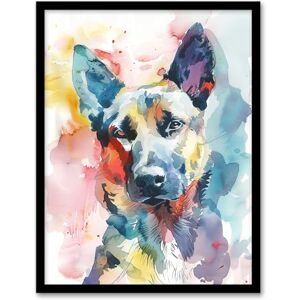 Artery8 Alsatian German Shepherd Dog Lover Watercolour Living Room Artwork Framed Wall Art Print A4 Artery8 Alsatian German Shepherd Dog Lover Watercolour Living Room Artwork Framed Wall Art Print A4