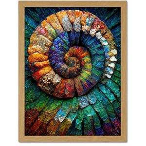 Doppelganger33 LTD Bright Multicoloured Ammonite Fossil Artwork Framed Wall Art Print 18X24 inch Doppelganger33 LTD Bright Multicoloured Ammonite Fossil Artwork Framed Wall Art Print 18X24 inch