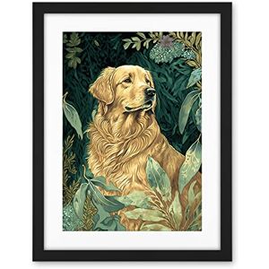 Artery8 Golden Retriever Dog in Nature Modern Watercolour Illustration Artwork Framed Wall Art Print 18X24 Inch Artery8 Golden Retriever Dog in Nature Modern Watercolour Illustration Artwork Framed Wall Art Print 18X24 Inch