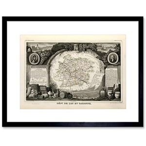 Wee Blue Coo Map Old France Levasseur Lot-et-garonne Department Framed Wall Art Print Wee Blue Coo Map Old France Levasseur Lot-et-garonne Department Framed Wall Art Print