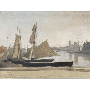 Artery8 Corot Dunkerque Fishing Boats Tied To The Wharf Painting Art Print Canvas Premium Wall Decor Poster Mural Artery8 Corot Dunkerque Fishing Boats Tied To The Wharf Painting Art Print Canvas Premium Wall Decor Poster Mural