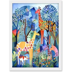 Artery8 Grazing Animals Folk Art Watercolour Painting Artwork Framed A3 Wall Art Print Artery8 Grazing Animals Folk Art Watercolour Painting Artwork Framed A3 Wall Art Print